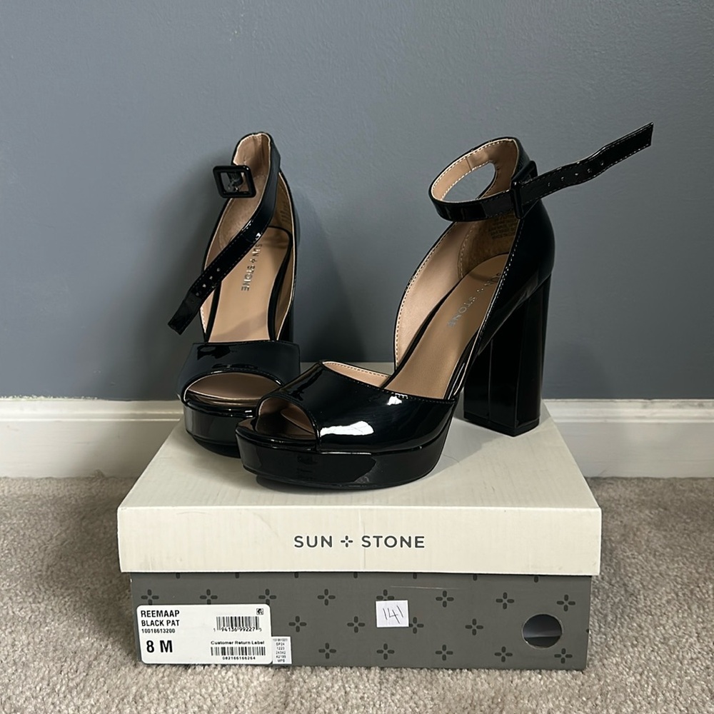 Sun + Stone Black Platform Heels
